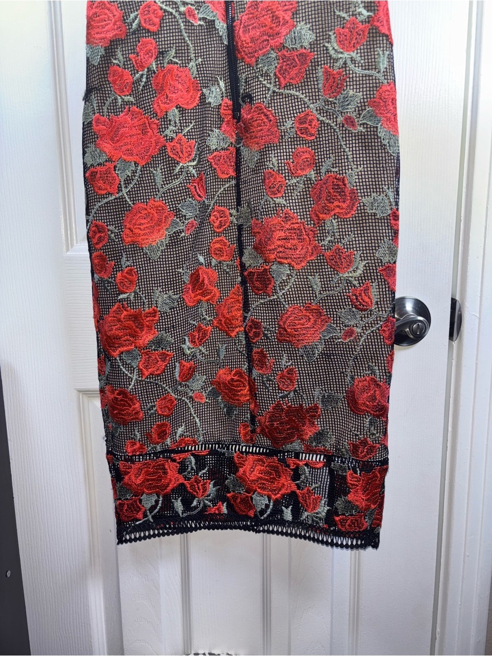 Gianni Bini Red Rose Embroidered Mesh Midi Dress - Picture 7 of 13